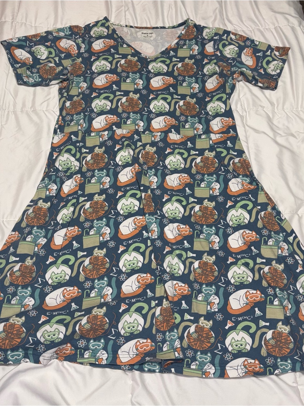 Svaha USA Science Cats Dress Organic Cotton Large